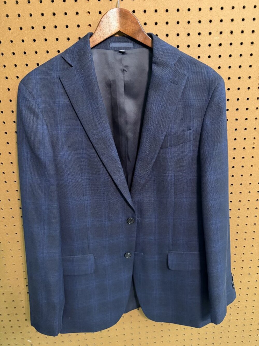 Jos A Bank 1905 Slim Fit Sport Coat 38R Navy Plaid Wool Linen Blazer